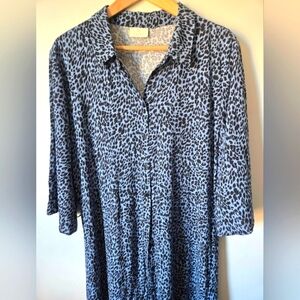 KAFFE Leopard Print Maxi Viscose Shirt Dress